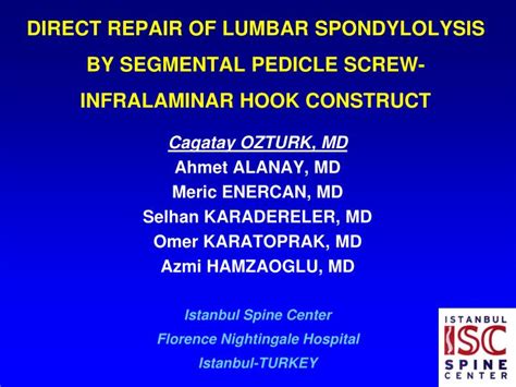 Direct repair of spondylolysis by TSRH