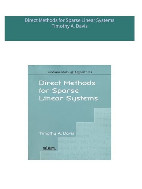 Download Direct Methods For Sparse Linear Systems By Timothy A Davis