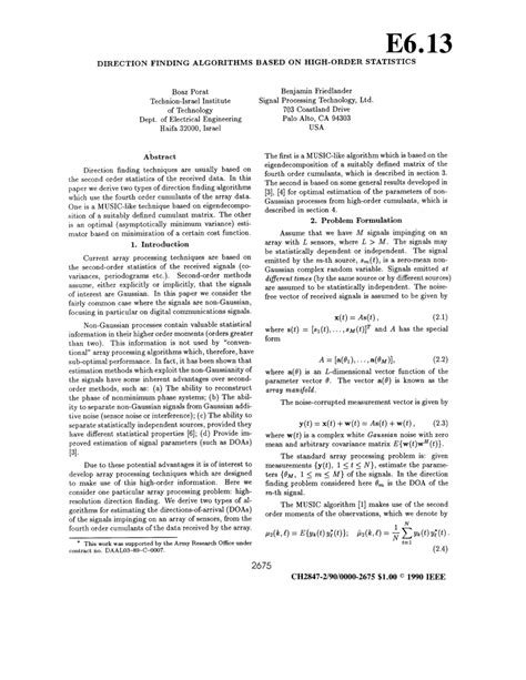 Direction finding algorithms based on high-order statistics