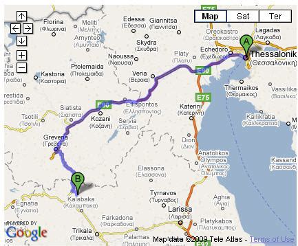 Directions from Thessaloniki to Berea Greece