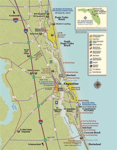 Directions to st augustine florida from this location. Directions to St. Augustine from the Jacksonville Airport (Approximately 52 miles) Begin at Jacksonville International Airport terminal and go East for about 0.5 mile. Continue on Airport access road to I-95. Bear right onto I-95 ramp and go South for about 50 miles. Exit on to SR 16 (exit 318)and turn left (East) and follow it to US1. 