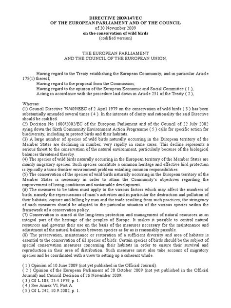 Directive 2009/147/EC on the conservation of wild birds (codified ...