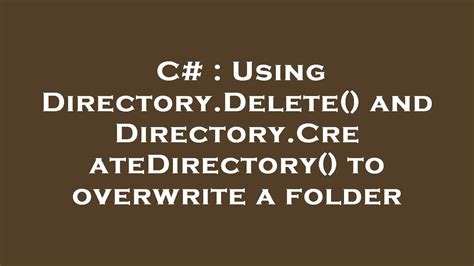 Directory.Deleteした直後のDirectory.CreateDirectoryがうまく動 …