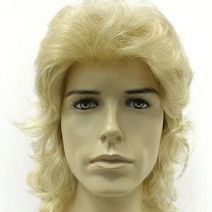 Topcosplay Men’s 80s Wig Black Mullet Wigs Halloween Costume Male Wig Punk Heavy Metal Rocker Wig Curly Long ... a wavy mid length dirty blonde wig with blonde and .... 