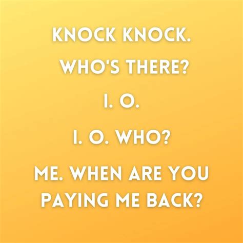 Best Physical Therapy Knock Knock Jokes. Physical therapy can be intimidating and intimidating can often lead to fear and anxiety. So, the next time you’re in need of a good laugh, don’t forget to share these physical therapies knock knock jokes with your patients, friends, and family to make physical therapy fun and enjoyable. 78. …. 