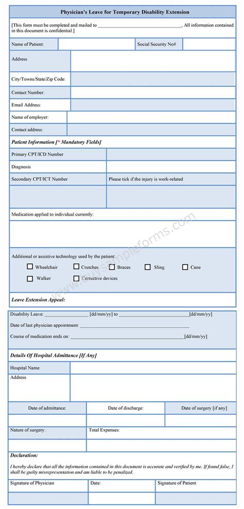 Disability Extension Form Sample Forms