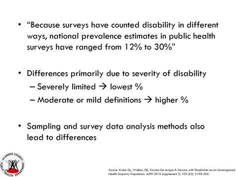 Disability Federal Survey Definitions Measurements and Estimates