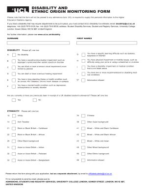 Disability and ethnic origin monitoring form - ucl.ac.uk