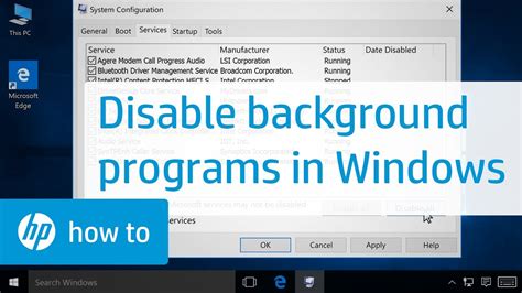Disable Programs Running in the Background in Windows HP Computers HP