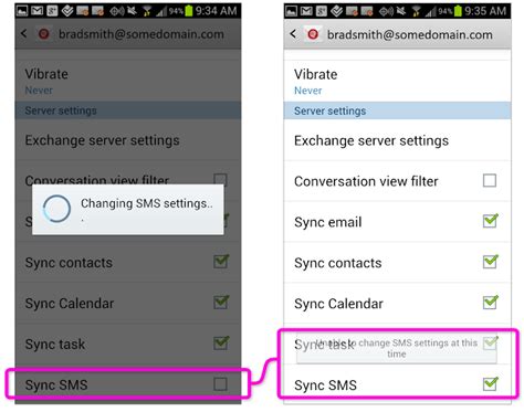 Disable SMS Sync to Exchange on your Android Phone