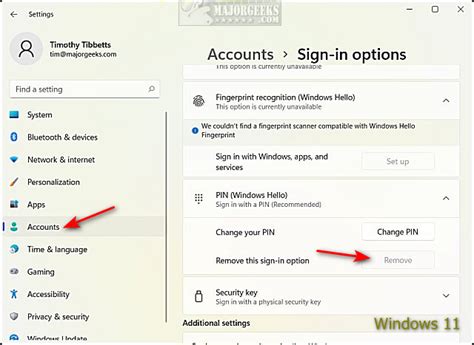 Disable windows hello windows 11.  If the &ldquo;Remove PIN&rdquo; option is gre...