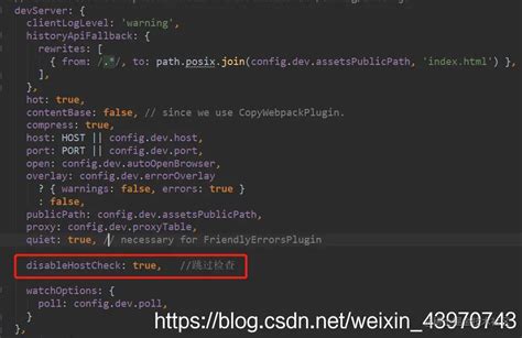 Disablehostcheck true.  Using a different host than the one passed to the "--host" flag...