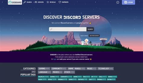  DISBOARD è la lista di Server Disord Pubblici. Puoi cercare server attraverso interessi, come Gaming, Anime, Musica, etc. Trova e unisciti a fantastici server! 