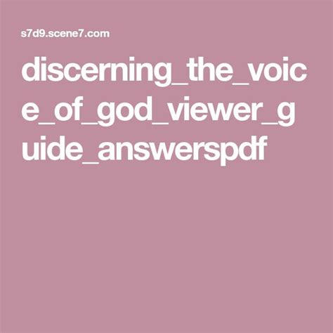 Discerning the voice of god viewer guide answers. - Workshop physics activity guide module 4 electricity and magnetism.