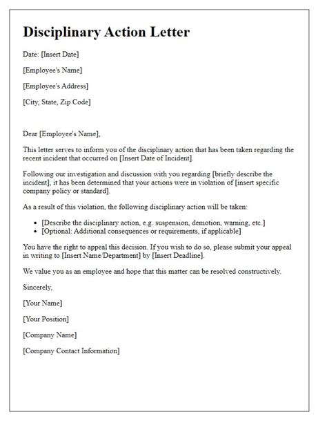 Disciplinary action letter for students.  Please consult with sections 2.  These letter...