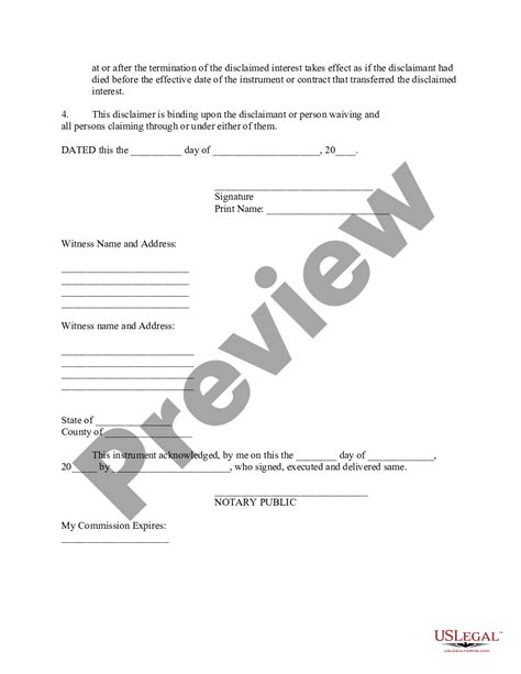 Disclaimer of Right to Inherit or Inheritance Disclaim Inheritance