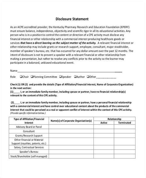 Disclosure Statement