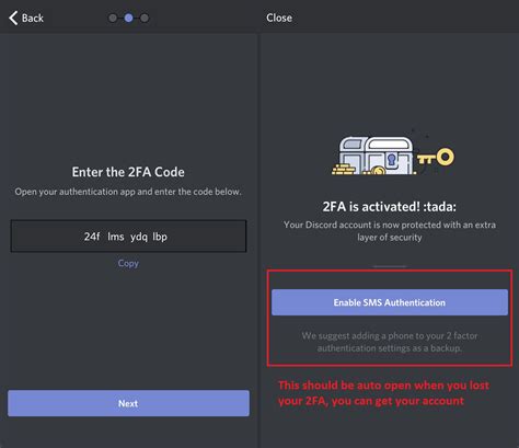 Two-Factor Authentication (2FA for short) is a good way to add an extra layer of security to your Discord account to make sure that only you have the ability to log in. ... Lost Two-Factor Codes. The unthinkable has happened! You were logged out of the desktop app, and your phone broke at the same time, leaving you without access to your 2FA .... 