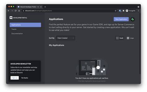 Discord application developer portal.  Reference for Discord applicatio...