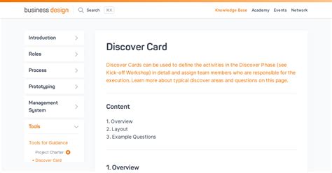 Discover Card Business Design Knowledge Base