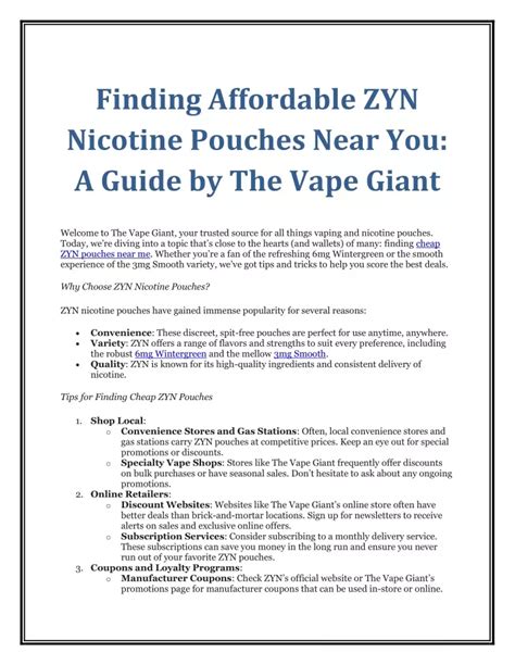 Discover the Cost of Zyn Pouches Near Me: Affordable Alternatives to Smoking