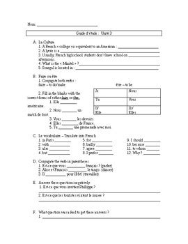 Discovering French Bleu Unit 6 Test
