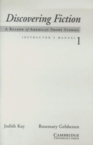 Discovering fiction level 1 instructors manual a reader of american short stories. - Snap on kool kare blizzard user manual.