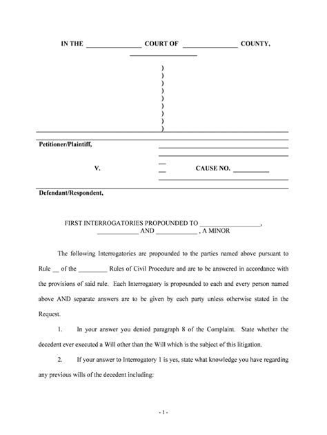 Discovery Form Samples Interrogatories Requests Production Fill