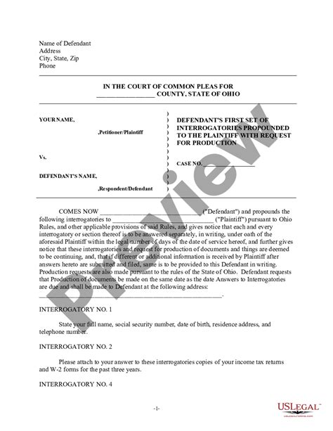 Discovery Interrogatories from Plaintiff to Defendant with Production