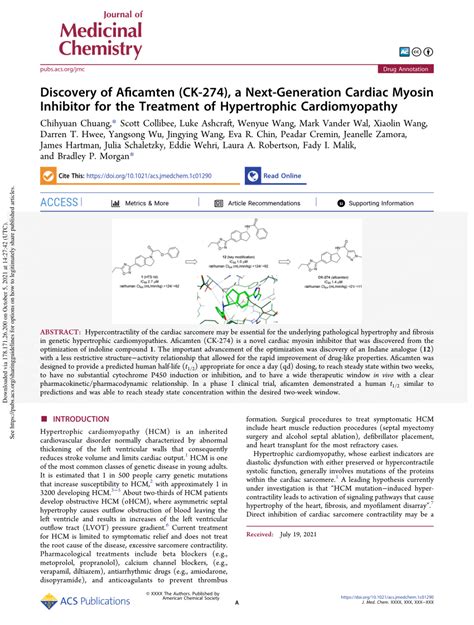 Discovery of Aficamten (CK-274), a Next-Generation Cardiac …