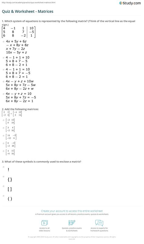 Discrete Math Test Review Matrices