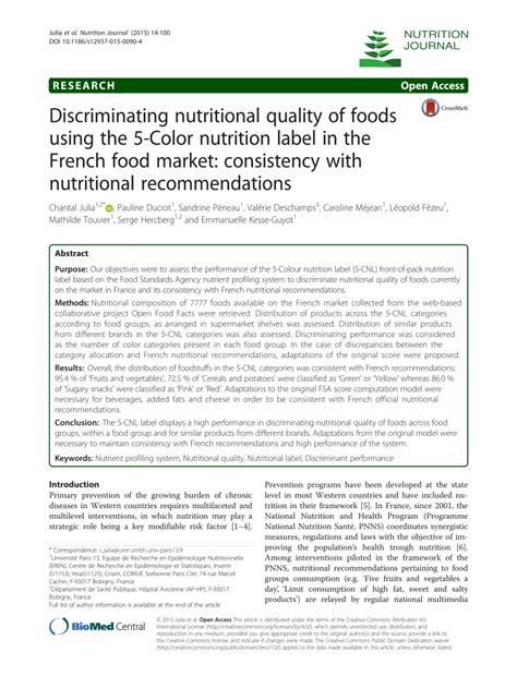 Discriminating nutritional quality of foods using the 5-Color nutrition …