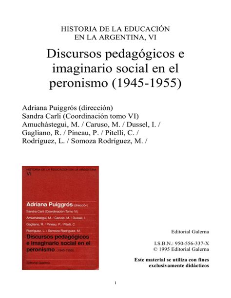 Discursos pedagógicos e imaginario social en el peronismo, 1945 1955. - Nakamichi zx 9 original service manual.