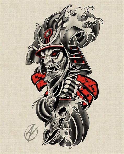Diseño samurai tattoo. 