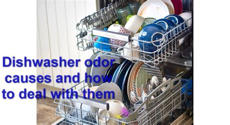 Dishwasher odor. Create a cleaning solution by mixing 1 cup of white vinegar with 1 cup of warm water. Wipe down the interior walls, door, and gaskets with a microfiber cloth or sponge soaked in the cleaning solution. Rinse well with clean water. Fill a dishwasher-safe container with 1-2 cups of white vinegar and place it on the bottom rack. 