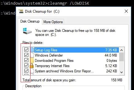 Disk cleanup command.  Run Cleanmgr to Clean Unwanted Files.  You can use the Control Panel,...