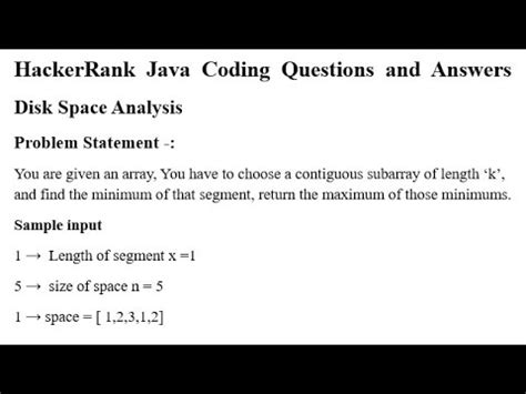 Disk space analysis hackerrank java.  Again with Learn more about services at Mayo Clin...