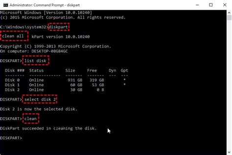 Diskpart clean disk command.  This article explains the Microsoft Diskpart Erase uti...