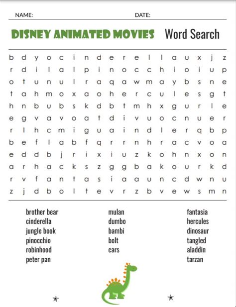 Disney Printable Flip Book Printable Word Searches