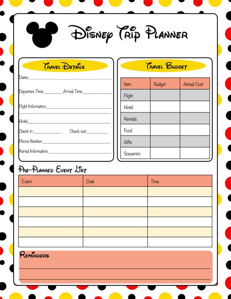 Disney Vacation Planner Vacation planner template, Disney vacation