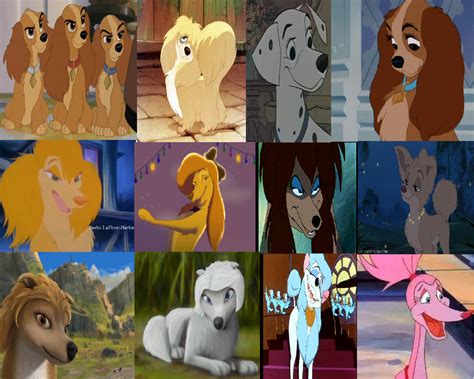 Disney dog. A small dog in Disney's movie Mulan. Lucky. One of the puppies in One Hundred and One Dalmatians. Max. The Old English Sheepdog from The Little Mermaid. Nana. The St. Bernard from Peter Pan. Old Yeller. The Black Mouth Cur from the Disney movie Old Yeller. 