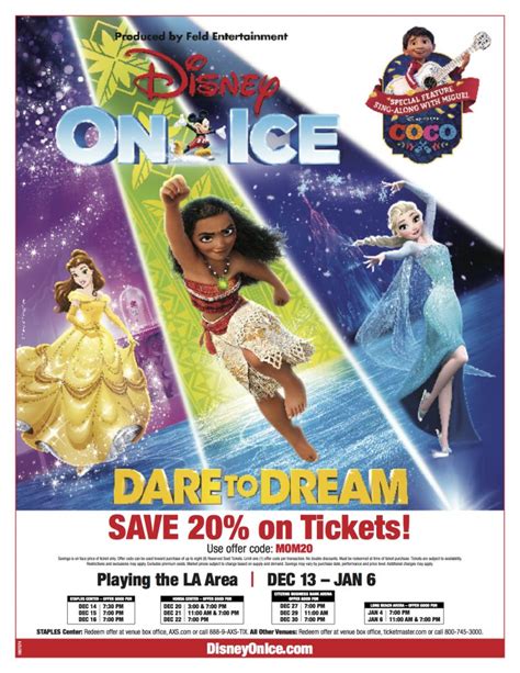 Disney on ice presale code. Enhance your Disney On Ice show ticket with a preshow Character Experience that includes games, storytelling, crafting and interactive time with Elsa and Mirabel. Bring your personal device for photo opportunities. Buy Tickets . More Info. CHARACTER EXPERIENCE FAQ. Adults & children, ages 2 & up, must purchase an … 