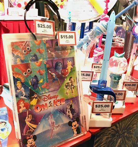 Disney on ice souvenirs. Check when you buy the light up toys that they will replace it if it breaks. You can find out about the availability of Disney On Ice souvenirs by calling Feld Entertainment Consumer Products at (866) 295-2706, or email QA@feldinc.com; Is it cold at Disney on Ice? Due to the ice, it is usually about 10+ degrees cooler inside the area than outside. 
