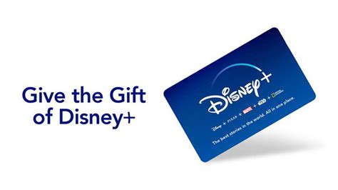 Disney plus gift card. Disney+ gift subscription just in time for the holidays and christmas. Give the gift of Disney+ for a year for $79.99. Disney+ | Give the gift of Disney+. From new releases to classics, there's something for everyone. Stream The Little Mermaid (2023), Elemental, Ahsoka, Avatar, The Simpsons, and more on Disney+. 