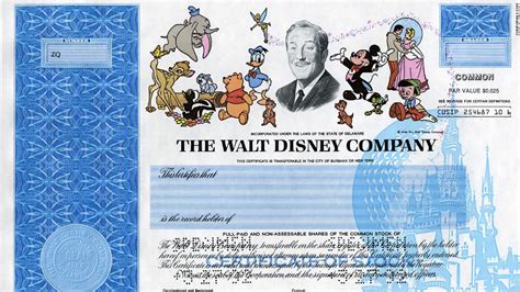 Disney stock certificate. Sign it and hand them. They take it over. In order to cash in the stock, you need to fill out the transfer form on the back of the certificate and have it notarized. Once complete, send the notarized certificate to the transfer agent, who will register the stock to you as owner. 