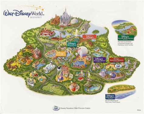 Disney world map florida. This Disney World map gives you an overview of the entire park and where the major features are situated. The map includes areas of Disney’s Magic Kingdom, Epcot, Animal Kingdom, Hollywood Studios, Disney Springs, ESPN Wide World of Sports, and the in-park golf courses. 