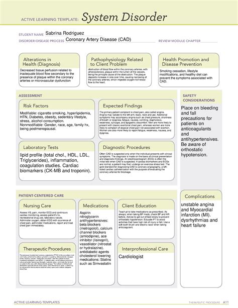 Disorder CAD Active Learning Template ACTIVE LEARNING TEMPLATES