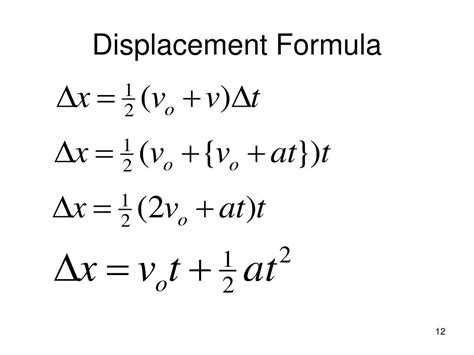 Displacement Formula Derivation of Formula to Find Displacement