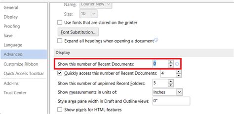 Display More Files in the Recent File List in Word 2016