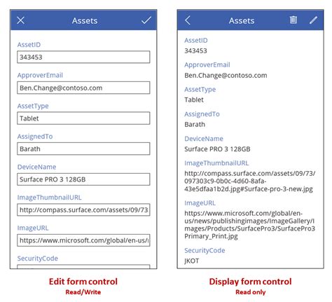 Display form and Edit form controls reference PowerApps Microsoft Docs